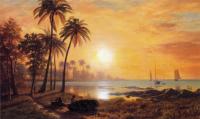 Bierstadt, Albert - Tropical Landscape with Fishing Boats in Bay